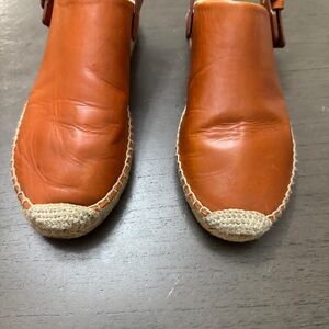Celine Brown Leather Espadrille Clogs
